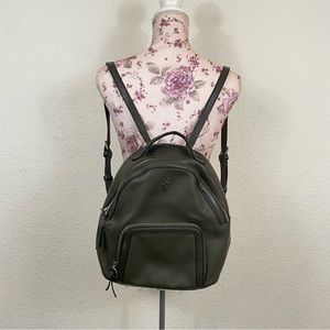 Simply Vera Olive Green Faux Leather Scale Embellished Zip Backpack Purse